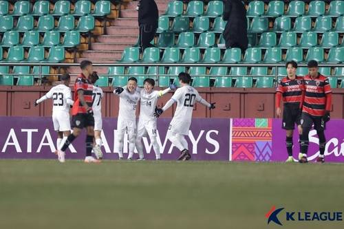 골 세리머니 하는 가와사키 선수들. [한국프로축구연맹 제공. 재판매 및 DB 금지]