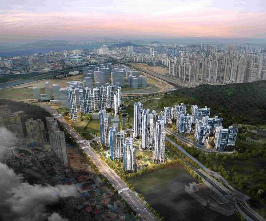 '래미안 송도역 센트리폴' 전체 조감도. [삼성물산 건설부문 제공]