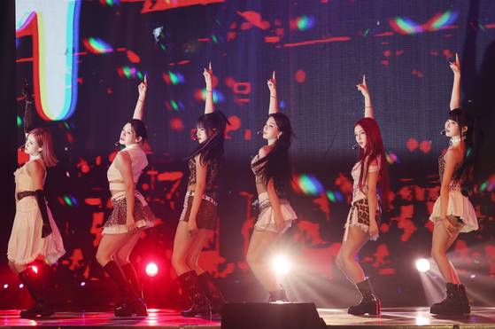 Girl group STAYC showcases songs in its first regular album “Metamorphic” on July 1, 2024, at Yes24 Live Hall in Gwangjin District, eastern Seoul. [YONHAP]