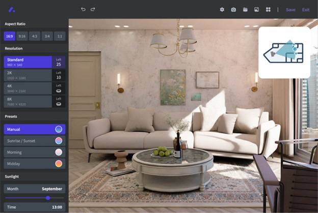신세계까사와 협업한 스타트업 ‘아키드로우’가 구현한 3D 인테리어 솔루션 모습.   아키드로우 제공