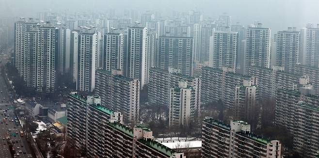 서울 송파구 잠실동의 잠실 주공 5단지를 포함한 대단지 아파트 전경. 연합뉴스