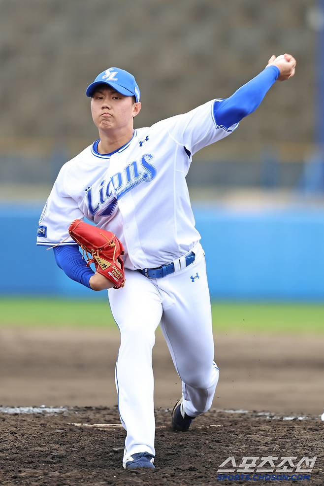 14일 청백전에서 역투하는 배찬승. 사진제공=삼성 라이온즈