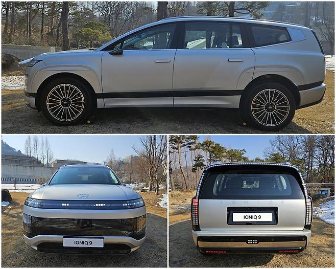 아이오닉 9 측면(위쪽부터 시계방향), 후면, 전면 디자인. 서재근 기자