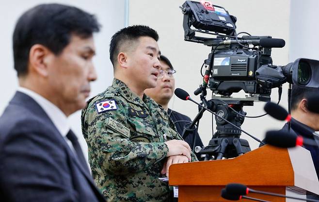 김현태 육군 707특수임무단장이 17일 오후 서울 여의도 국회에서 열린 국방위원회 제422회국회(임시회) 제2차 전체회의에 출석해 현안 질의에 답하고 있다. /사진=뉴스1