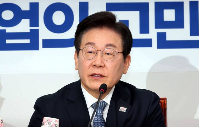 이재명 더불어민주당 대표가 지난 5일 서울 여의도 국회에서‘트럼프 2.0 시대 핵심 수출기업의 고민을 듣는다’란 주제로 열린 토론회에서 발언하고 있다. 김경호 선임기자 jijae@hani.co.kr