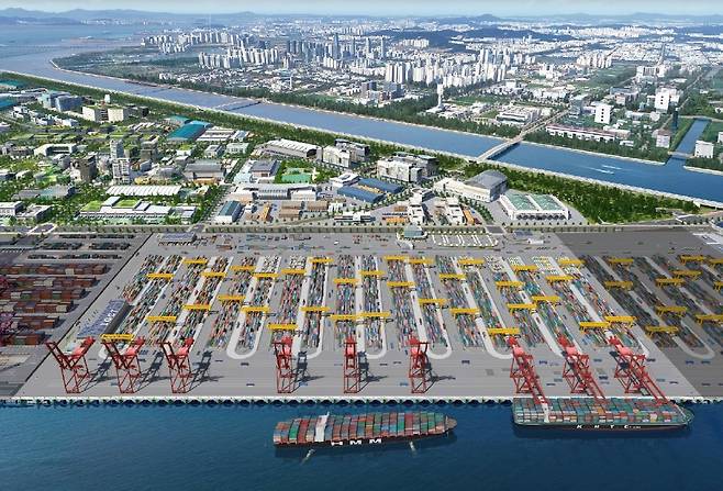 인천 신항 1-2단계 컨테이너 부두 조감도 [인천항만공사 제공. 재판매 및 DB 금지]