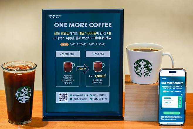 스타벅스, 골드 회원 대상 맞춤형 혜택 '원 모어 커피' 시범 운영/ 스타벅스 제공
