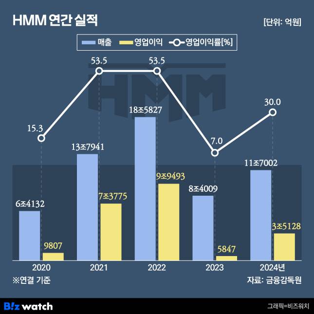 HMM 연간 실적 추이./그래프=비즈워치