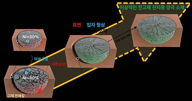 전고체전지 열화 메커니즘 및 이를 극복할 수 있는 양극 소재 개발 전략 모식도. (사진=한양대 제공) *재판매 및 DB 금지