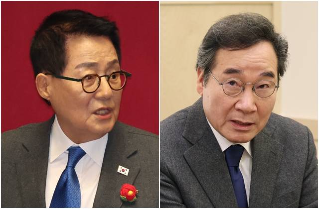 박지원 더불어민주당 의원(왼쪽 사진)와 이낙연 전 국무총리. 뉴시스