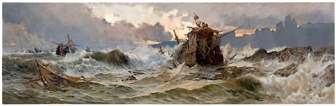 “우리 꼴이 꼭 메시 빠진 바르샤같구나...” 무적함대의 파괴를 묘사한 후대 스페인 화가 호세 가트너의 1892년 작품.