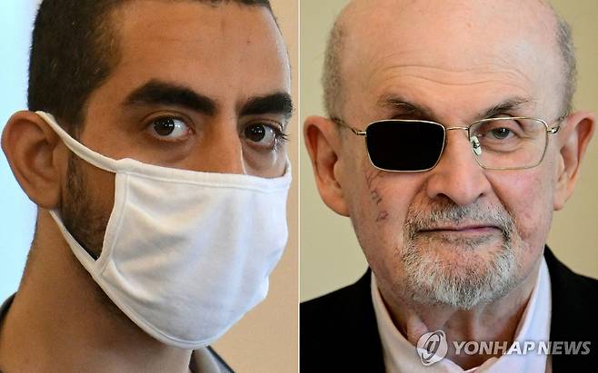 작가 루슈디(오른쪽)와 그를 공격한 마타르 [AFP 연합뉴스. 재판매 및 DB 금지]