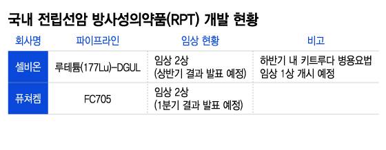 국내 전립선암 방사성의약품(RPT) 치료제 개발 현황/디자인=이지혜
