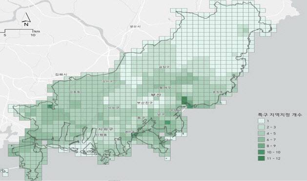 부산시 특구 지정 사례. 시 면적(770㎢)의 2.4배(1824㎢)가 특구로 지정돼 있다.(사진=기획재정부)