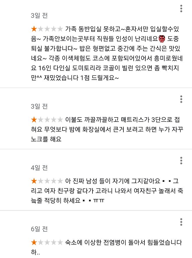 Sa.png 평점은 박았지만 이용객이 많은 숙박업소 후기
