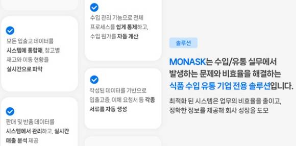 모나스크를 통해 해결하고자 하는 식품 유통산업의 문제점들. [사진=㈜팬세이션]
