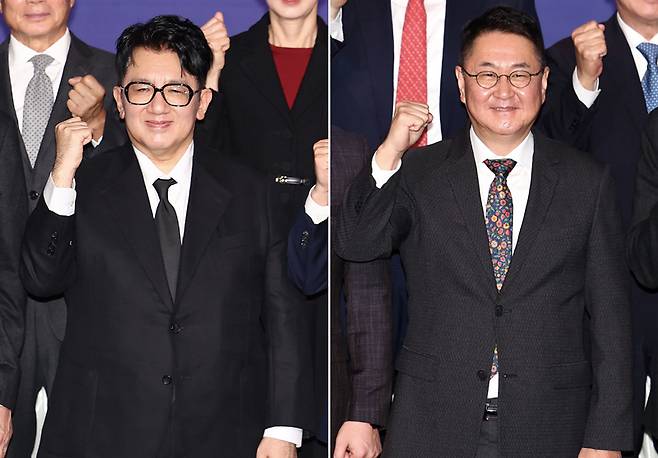 방시혁 하이브 의장,&nbsp;이석우 두나무 대표 ⓒ연합뉴스