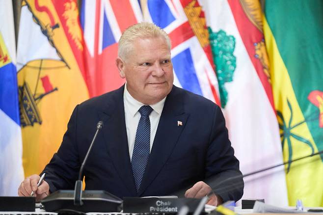 더그 포드 온타리오 주지사가 2024년 12월 16일 온타리오 토론토에서 열린 회의를 주재하고 있다. (사진=AFP)