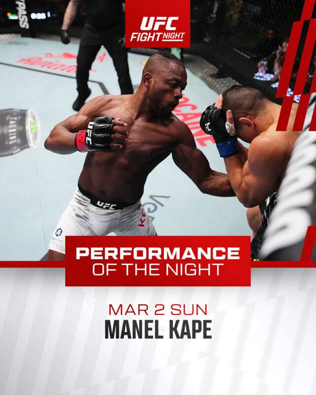 캅(왼쪽)과 알마바예프가 벌인 경기가 2일 벌어진 UFC 파이트 나이트 최고 경기로 선정됐다. /UFC 제공