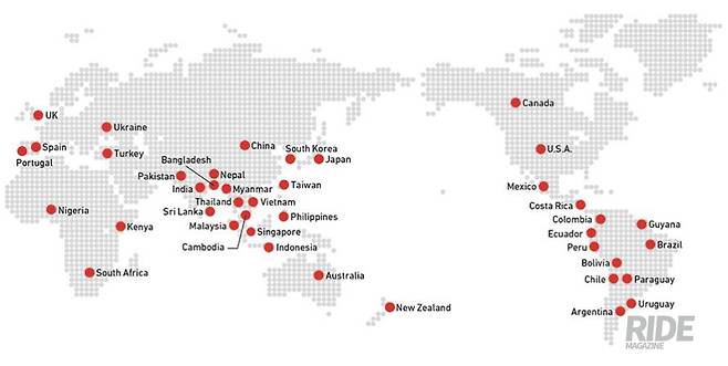 혼다가 전 세계에서 운영중인 43개 안전운전 교육 거점