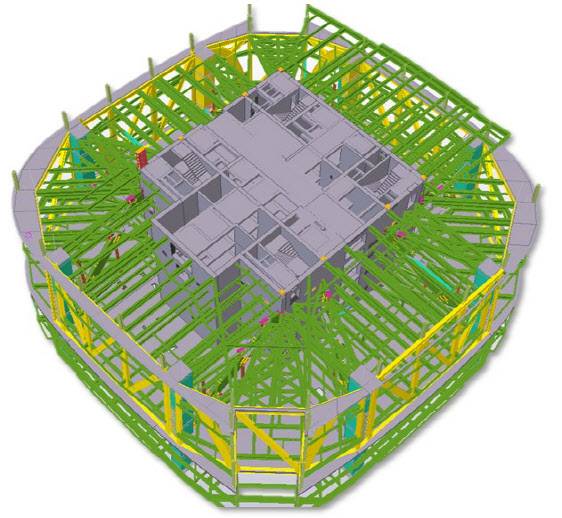 롯데월드타워 72~76층의 BIM 모델. (사진=롯데건설)