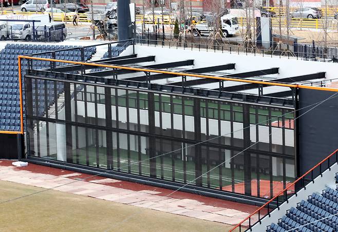 The multi-level bullpen at Hanwha Life Ballpark, the new home of the Hanwha Eagles. /Shin Hyun-jong