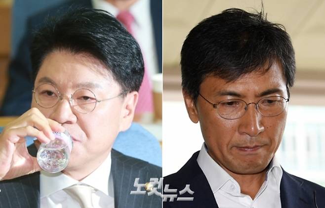 2015년 준강간치상 혐의로 피소된 장제원 전 국민의힘 의원(왼쪽)이 2018년 안 전 충남지사(오른쪽)의 성폭행 사건에 대해 비판했던 발언이 다시금 도마 위에 올랐다. 윤창원 기자