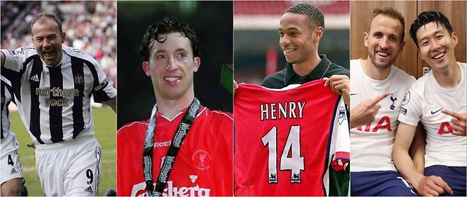 사진 왼쪽부터 뉴캐슬 유나이티드의 시어러, 리버풀의 파울러, 아스널의 앙리, 토트넘의 케인과 손흥민. 한편 손흥민은 분데스리가에서도 (독일 기준이 아닌 보편적인 기준으로) 2번의 해트트릭을 기록했다. 선수 각각의 인스타그램