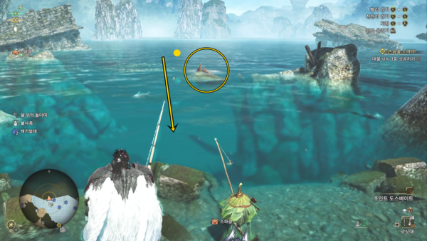 - 물고기의 위치보다 뒤로 던지는 것이 포인트다&nbsp;