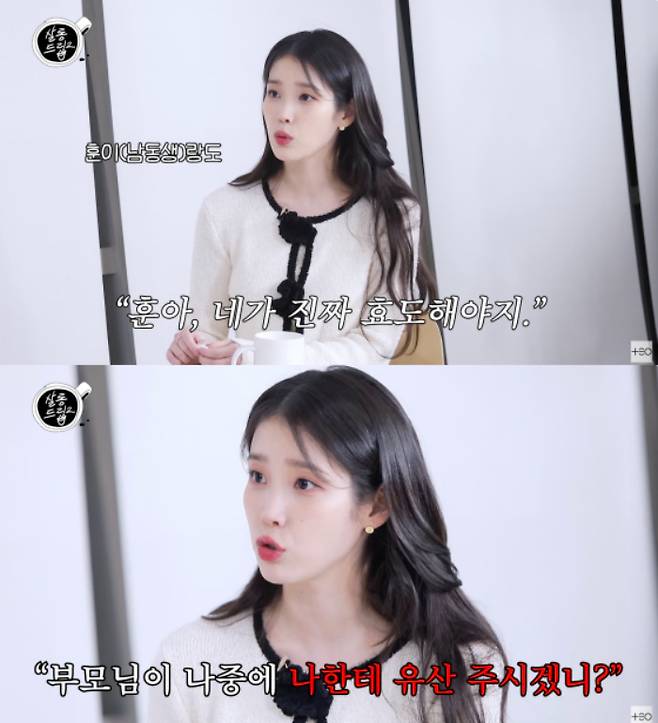 가수 겸 배우 아이유가 부모님 재산을 물려받을 생각이 없다고 밝혔다. /사진=유튜브 채널 'TEO 테오'