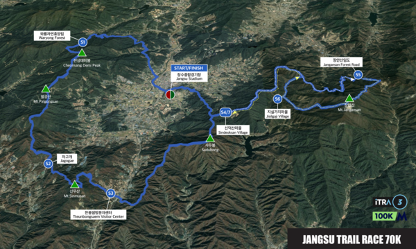 장수트레일레이스 70km 부문 코스 지도. 사진=장수트레일레이스