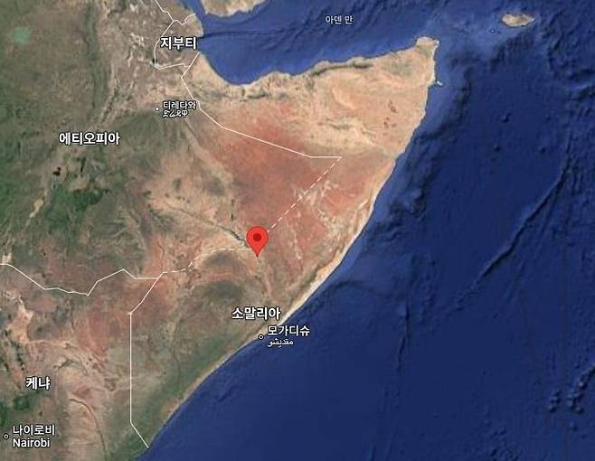 소말리아 중부 히란주 주도 벨레드웨이네 [구글지도 캡처. 재판매 및 DB 금지]