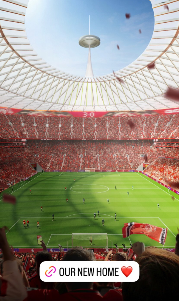 맨체스터유나이티드 신구장 조감도. 맨체스터유나이티드 인스타그램 캡처