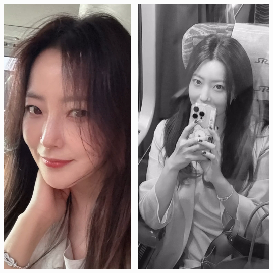 김희선이 고급스러운 분위기와 함께 기차 안에서도 빛나는 미모를 자랑했다.사진=김희선 SNS