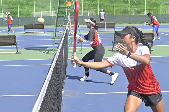 소프트테니스 경기가 진행되고 있다. [사진=순창군 ]
