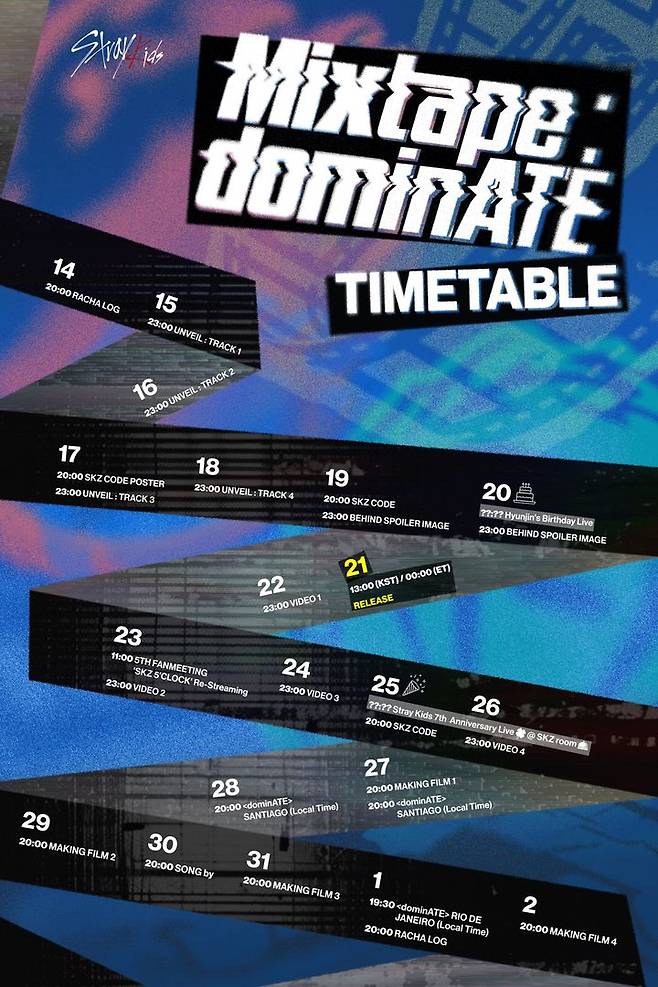 [서울=뉴시스] 그룹 스트레이 키즈가 21일 오후 1시 새 디지털 싱글 '믹스테이프: 도미네이트'를 발매한다. (사진=JYP 엔터테인먼트 제공) 2025.03.14. photo@newsis.com *재판매 및 DB 금지