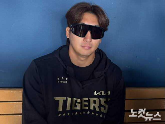 인터뷰하는 나성범. 이우섭 기자