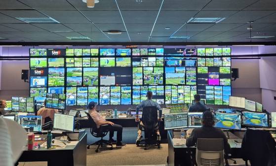 PGA투어 스튜디오 영상 컨트롤룸. 성호준 기자