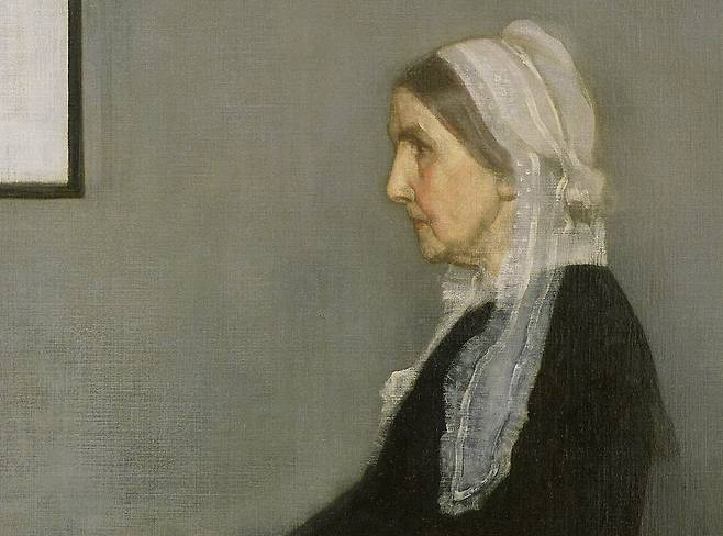 제임스 휘슬러, 회색과 흰색의 배치 1번(화가의 어머니·일부 확대), 1871, 캔버스에 유채, 144.3x162.4cm, 오르세 미술관