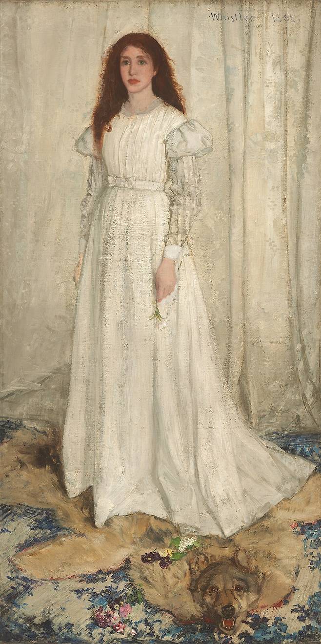 제임스 휘슬러, 흰색 교향곡 1번 : 하얀 소녀, 1863, 캔버스에 유채, 213x107.9cm, 내셔널 갤러리 오브 아트