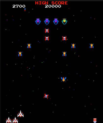 갤러그 게임 화면 [유튜브 캡처]