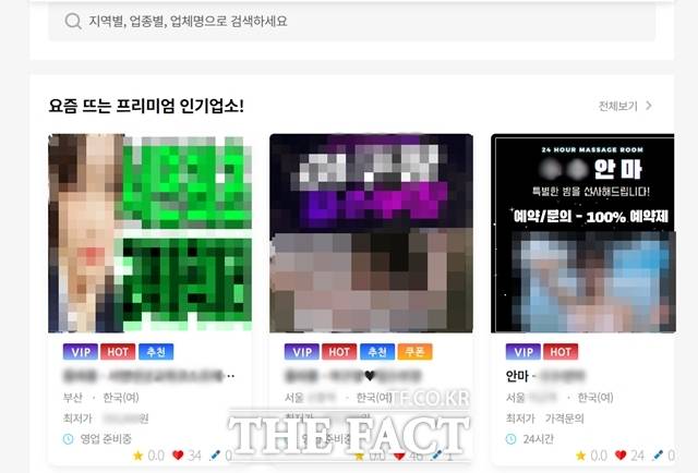 국내 유명 포털 사이트에서 검색이 가능한 모 불법 성매매 사이트 화면. /모 불법 성매매 사이트 갈무리