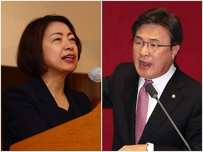 황정아 더불어민주당 대변인(사진 왼쪽)과 김대식 국민의힘 원내수석대변인 ⓒ뉴시스