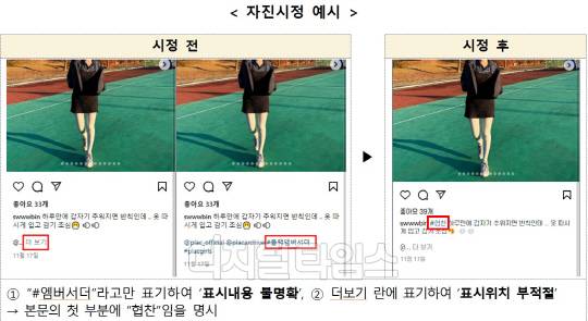 SNS 뒷광고 자진시정 예시. 사진=공정거래위원회