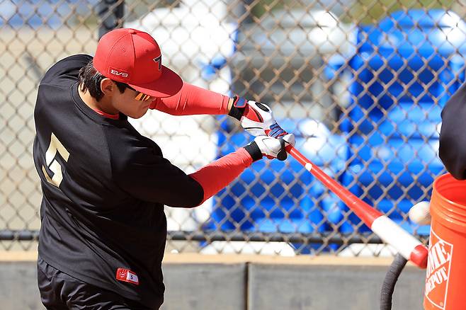 2월10일 김도영 선수(KIA 타이거즈) 선수가 스프링캠프에서 타격 훈련을 하고 있다. ⓒ연합뉴스