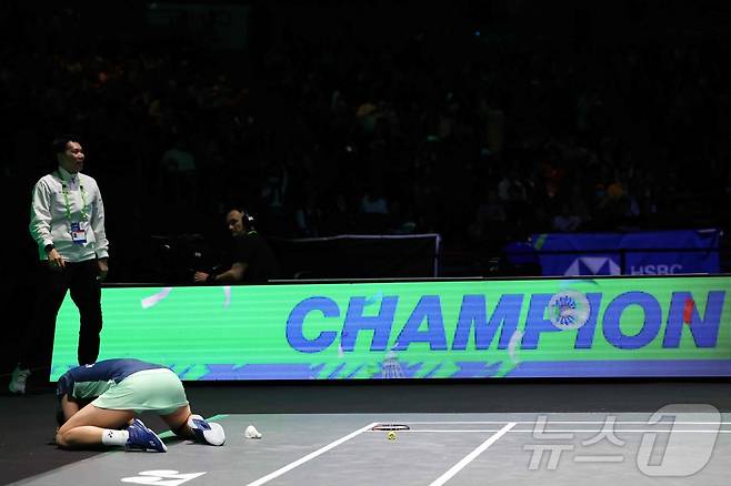 배드민턴 국가대표 안세영이 17일(한국시간) 영국 버밍엄에서 열린 전영오픈에서 챔피언에 올랐다. ⓒ AFP=뉴스1