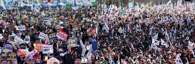15일 서울 곳곳에서 윤석열 대통령 탄핵 찬반 집회가 열리고 있다. 연합뉴스
