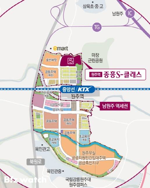 원주역 중흥S-클래스 위치도/자료=중흥토건 제공