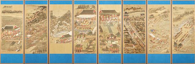 국외소재문화유산재단의 국외유산 지원사업에 선정돼 삼성문화재단 리움미술관의 자금 및 기술 지원으로 복원된 '평양감사도과급제자환영도'. 리움미술관·피바디에섹스박물관 제공