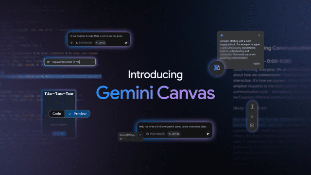 구글이 자사 인공지능(AI) 챗봇 '제미나이'에 '캔버스' 기능을 추가했다. (사진=구글)